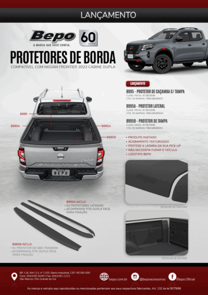 Cubre Baranda Bepo  Nissan New NAVARA XE/Platinum D/C - portalón 2021-2025 - Imagen 2