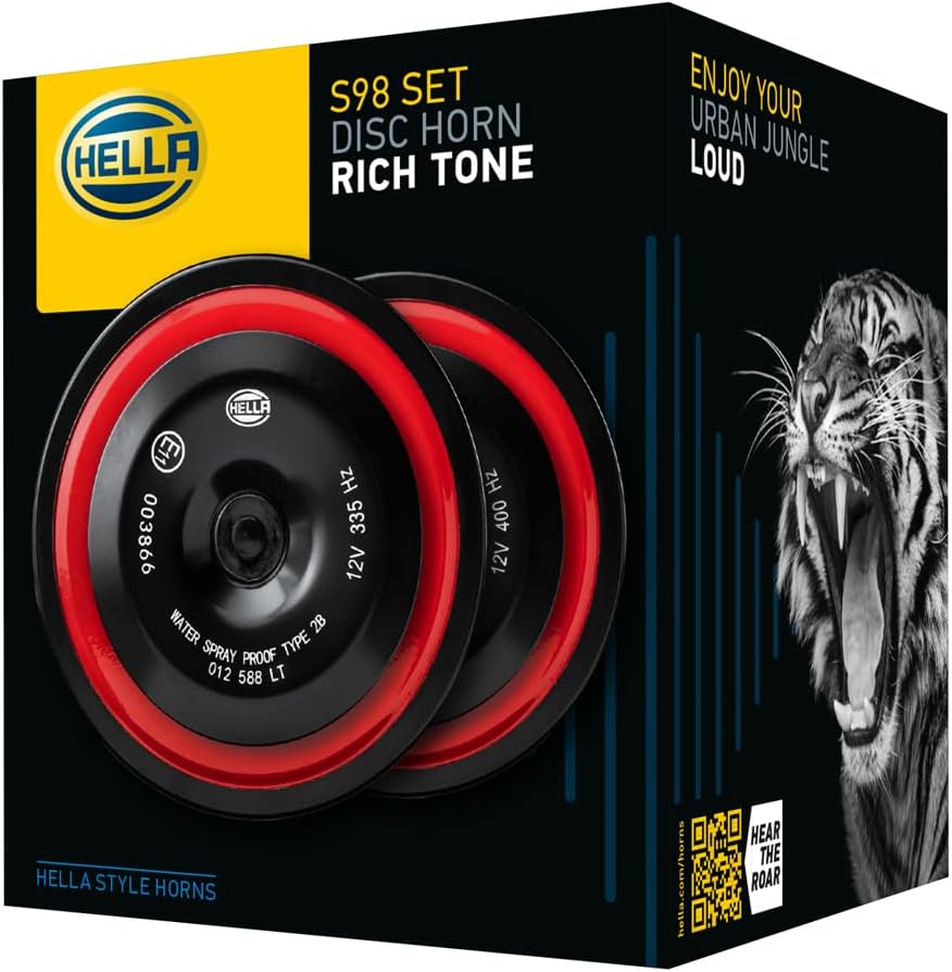 Kit Bocina Disco 98mm 12v. - 2 x 54 W - 335 / 400 Hz - Universal Negro/Rojo - Imagen 3