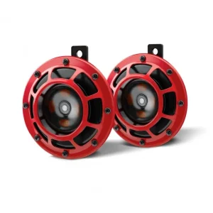 Kit Bocina Disco 133mm 12v. - 2 x 66 W - 300 / 5000 Hz - Universal Rojo