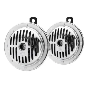 Kit Bocina Disco 130mm 24v. - 2 x 48 W - 280 / 380 Hz - Universal Cromada